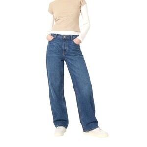 FRANK AND OAK "Ellie" Ultra‎ Wide Leg High Rise Blue Medium Wash Jeans Size 32